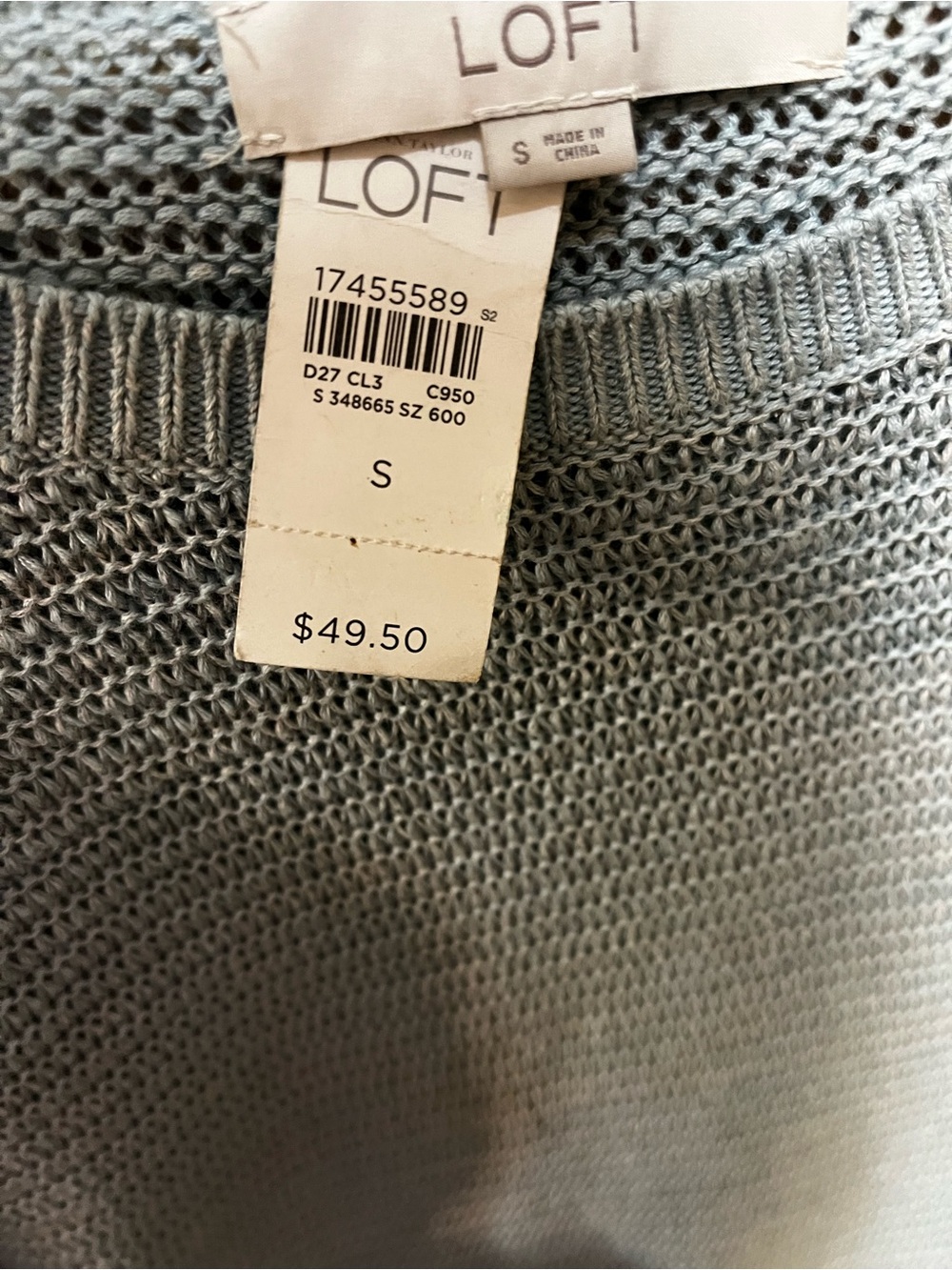 LOFT Light Gray Crewneck Knit Sweater